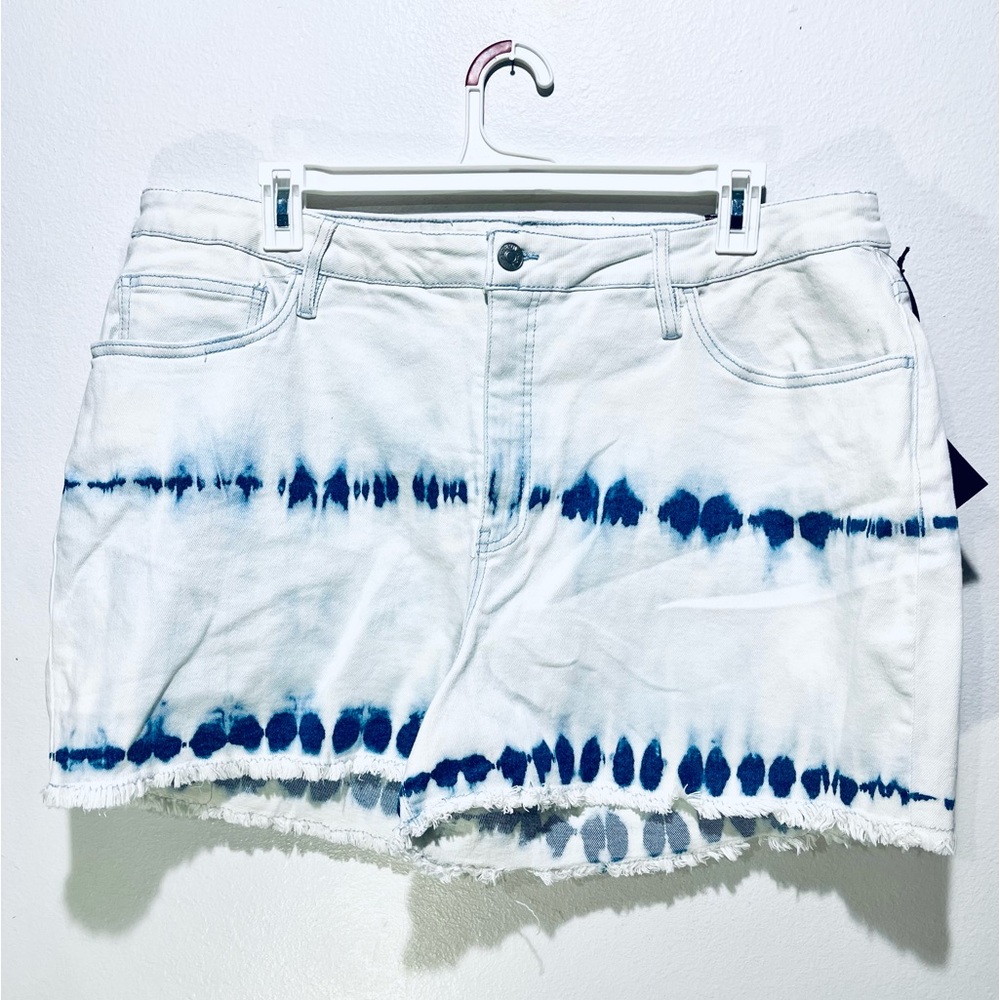 Ava Viv denim shorts tied dye blue high rise midi summer Women’s 22W